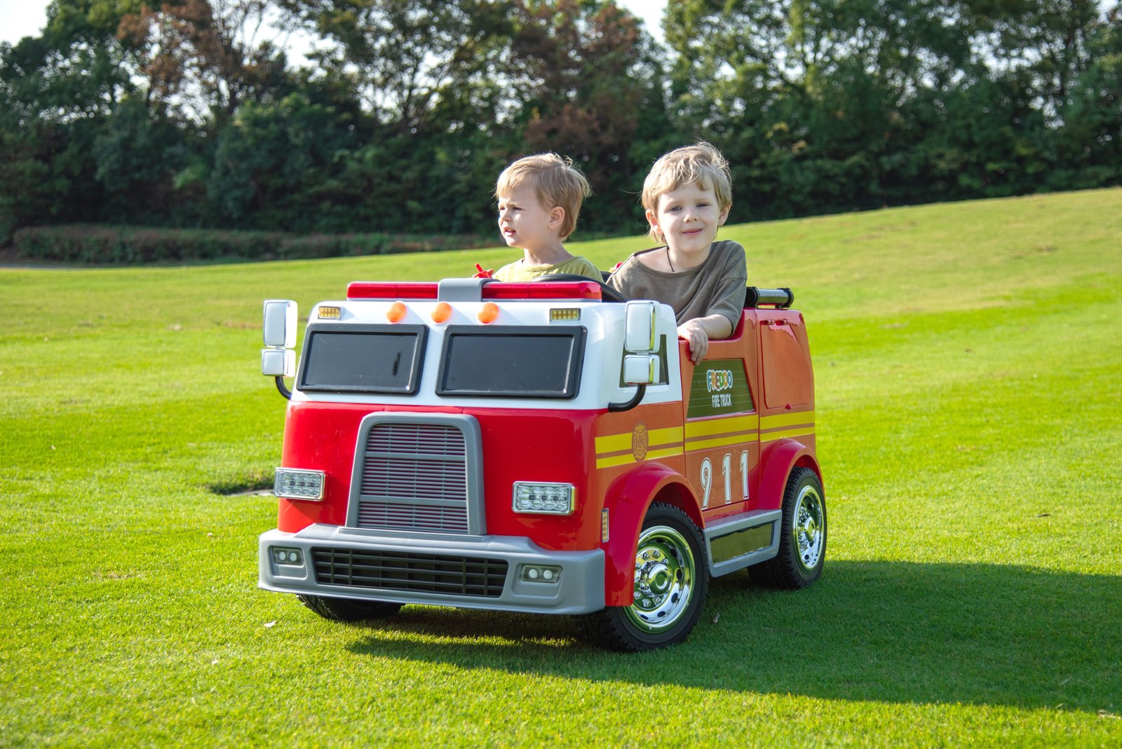 24 Volt Ride On Fire Truck _ Kids Electric Toy Vehicle