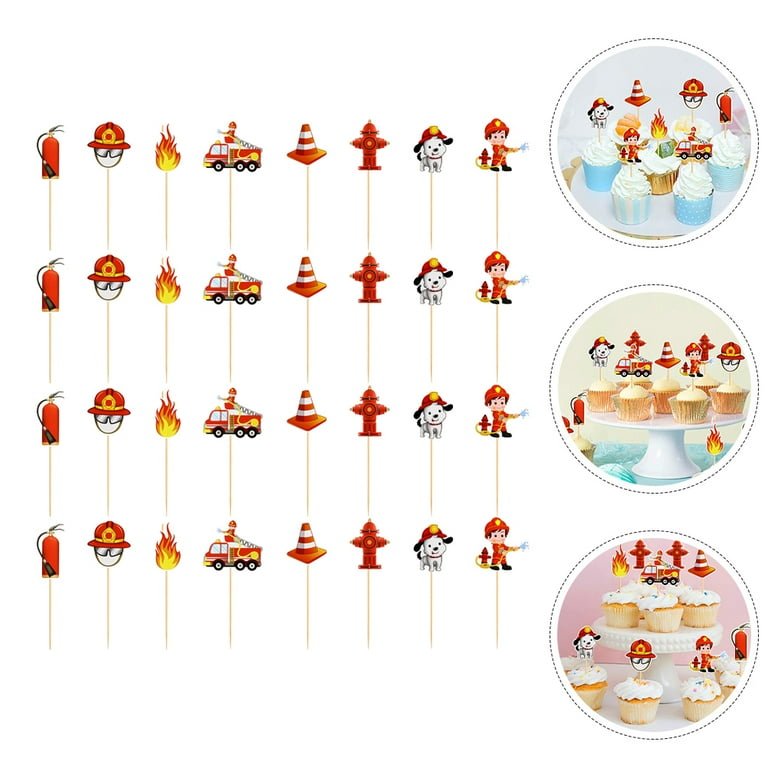 Fire Truck Cupcake Toppers_ Creative Party Ideas