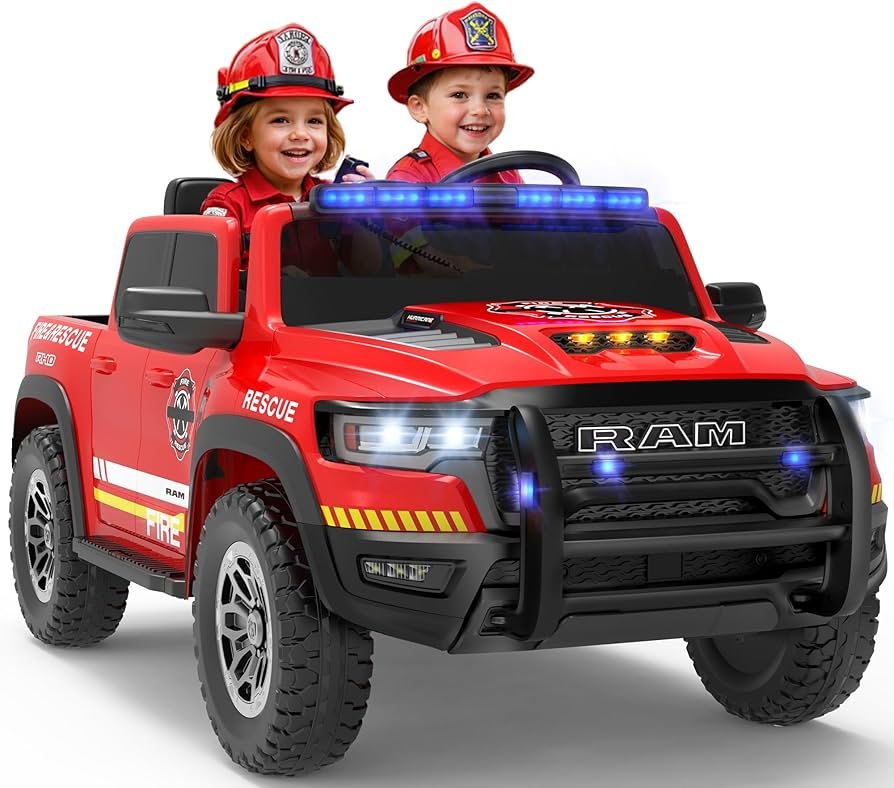 24 Volt Ride On Fire Truck _ Kids Electric Toy Vehicle