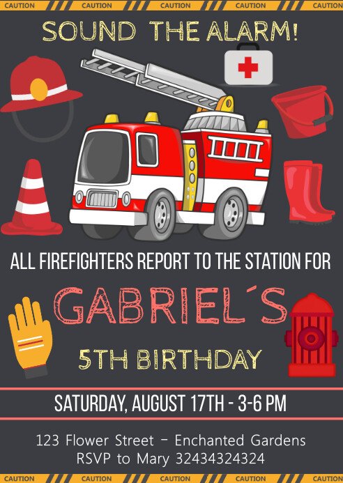 Fire Truck Birthday Party Invitations _ Custom Designs & Ideas