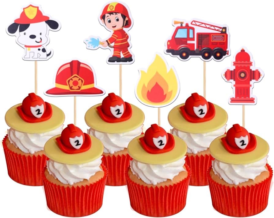 Fire Truck Cupcake Toppers_ Creative Party Ideas